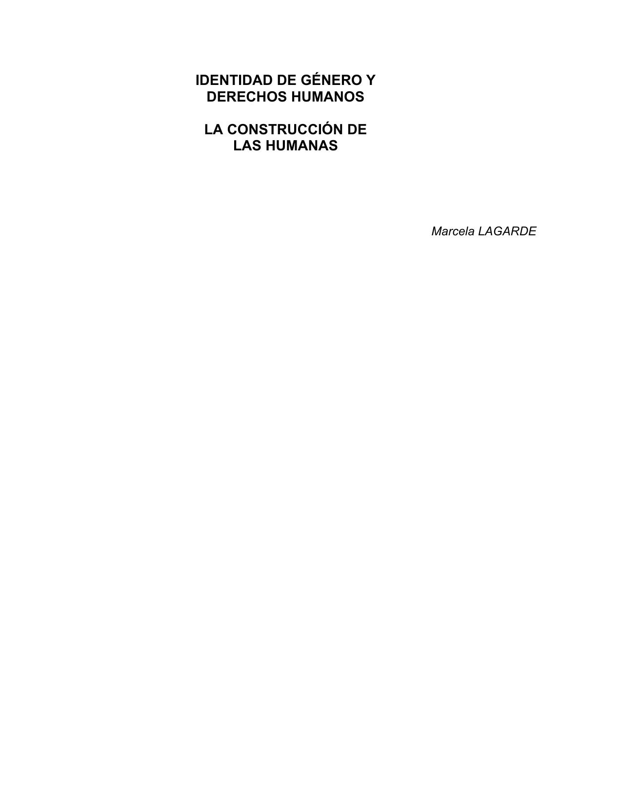 Identidad de genero y derechos humanos La construccion de las humanas